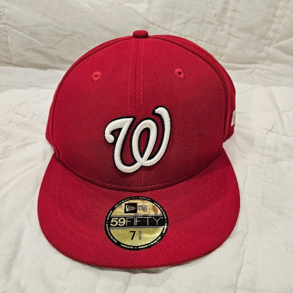New Era Washington Nationals Red White 59FIFTY Fitted Hat 7 5/8